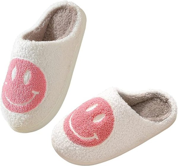 Smile Face Slippers Happy face slippers Retro Soft Plush Warm Slip-on Slippers, Cozy Indoor Outdoor Slippers